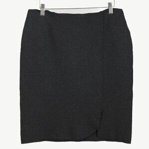 Marie Saint Pierre Charcoal Ponte Raw-Seam Pencil Skirt